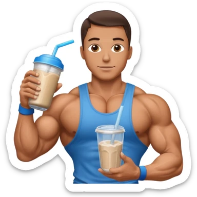 bodybuilder holding protein shake sticker