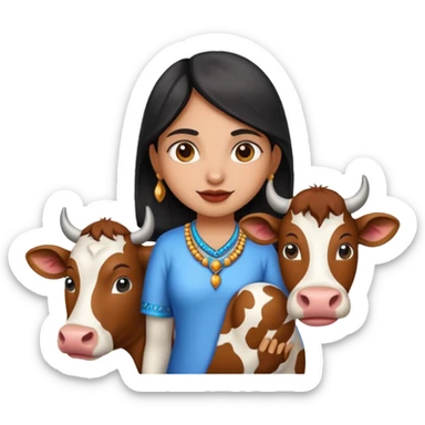 Indian girl with cow sticker