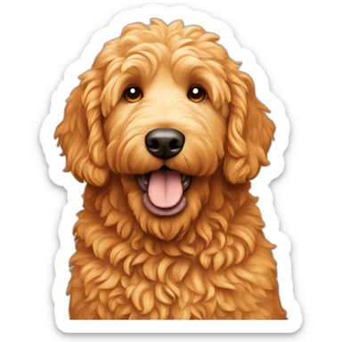 Orange golden doodle Dog eating pizza sticker