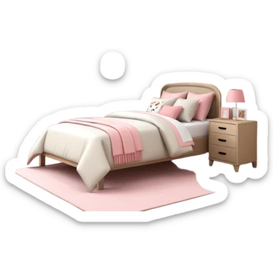 3D rendering realistic still life ultra detailed teenage girls bedroom sticker