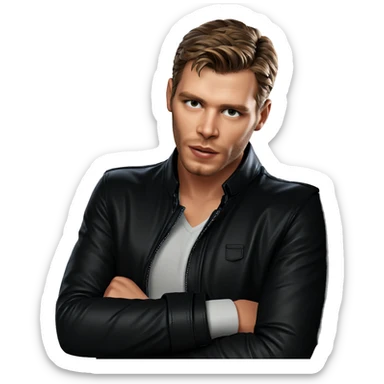 stylish boy in leather jacket sticker
