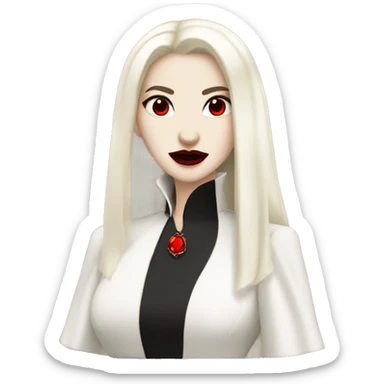 Serena Volkihar Royal Vampire Clothes white and pale skinned with black hair red eyes fangs red lipstick sticker