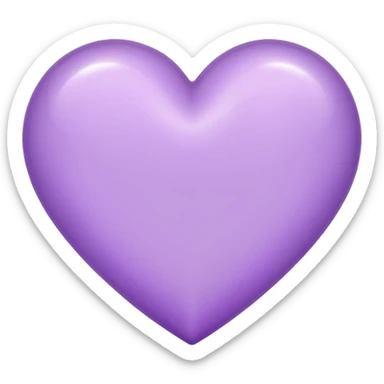A light purple heart emoji that has the same shape as a normal heart emoji and light reflecting is from the tip of the heart and in straight shape sticker