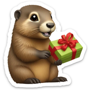 A marmot with gift sticker