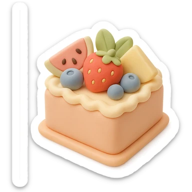 square fondant cake with fruit toppings sticker
