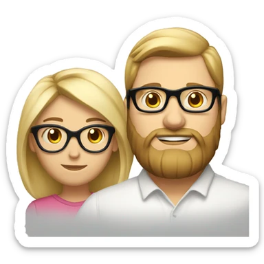 Husband with beard fat wife with hair in bun and glasses 2 teens blond hair sticker