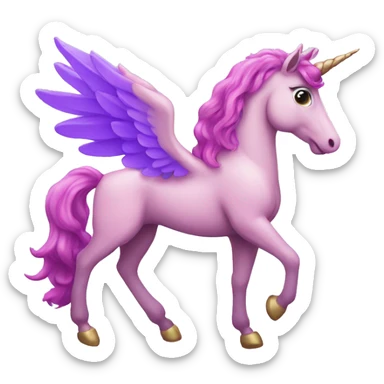 A pink unicorn with purple wings sticker
