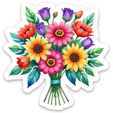 flower bouquet, watercolor art style sticker