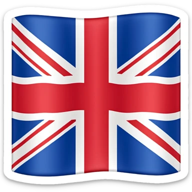 British flag (Union Jack), highly recognizable, bold colors, iconic design sticker