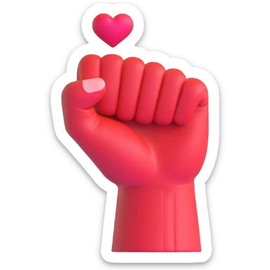 fist icon with a small heart floating above it sticker