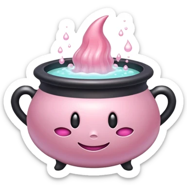 Pastel pink witch cauldron   sticker