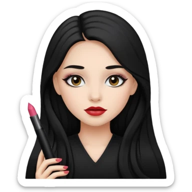 girl with black hair with long  hair Wearing makeup
 sticker