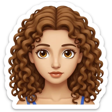 attractive Greek woman with long curly hair and light skin sticker