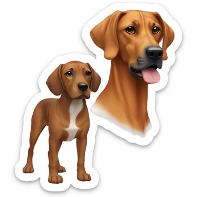 white male with rainbow colored hair alongside a brown rhodesian ridgeback sticker