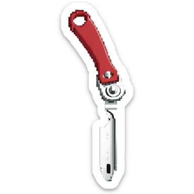 metal can opener with red handle sticker