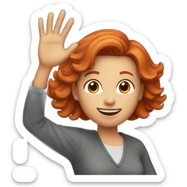 Redhaired lady waving sticker