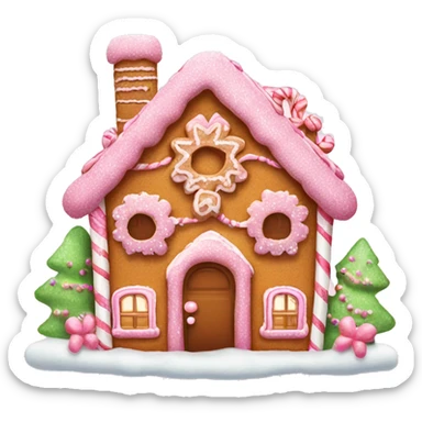 pink glittery gingerbread house with bow sticker