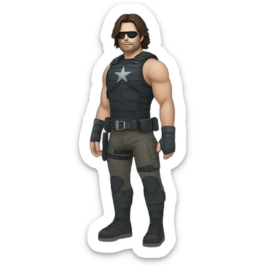 Winter soldier in the beach wearing a shorts sticker