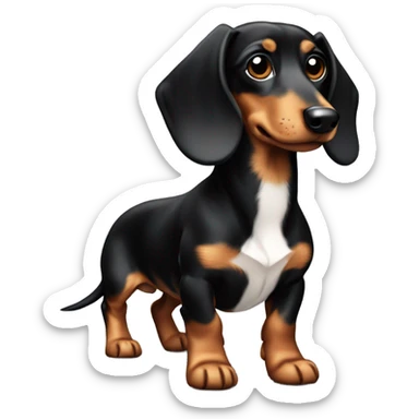 Black white tan dachshund with wiry fur sticker