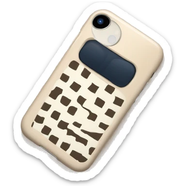 white iPhone 14 with beige checkered case sticker