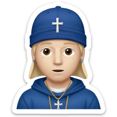 rapper da trắng đội mũ len mlb áo thánh giá đeo khăn trùm mặt sticker