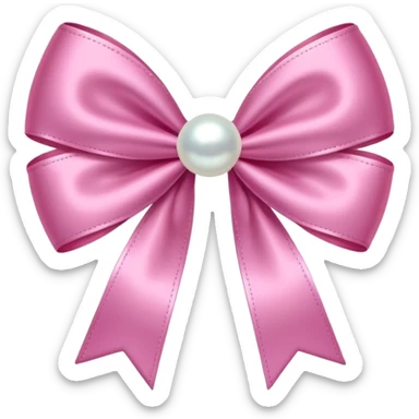 Pink bow with hanging pearl sticker