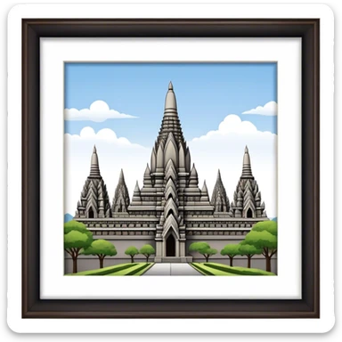 Prambanan Temple Landmark Emoji – Showcasing its towering Hindu temple spires with intricate carvings. sticker