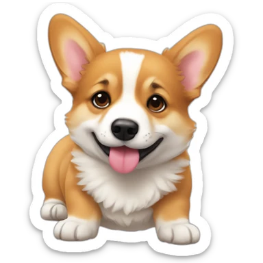 Corgi kissing a baby on the mouth sticker