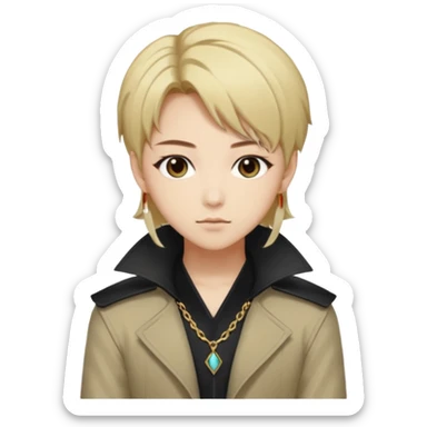 Rumi from K-pop demon hunters brown and blonde hair sticker