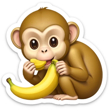 image of a monkey eating banana sticker