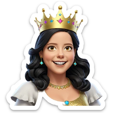 smiling girl with crown and fireworks sticker