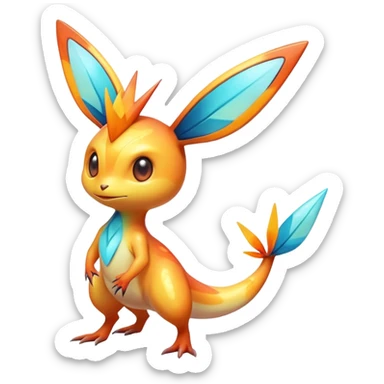 Colorful Shiny Exotic Victini-Salandit-Aurorus-Fakémon-hybrid-creature (full body)  sticker
