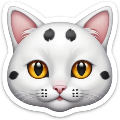 Un gato blanco con manchas en los ojos y cola negra sticker