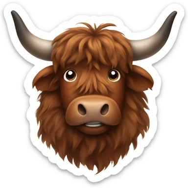 Dark brown Highland cow sticker