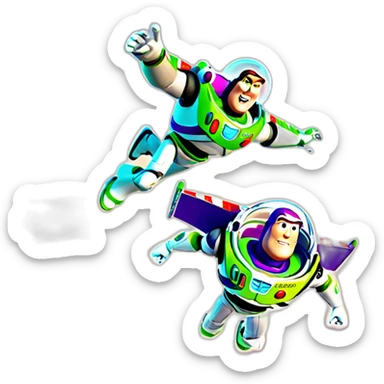 Woody and buzz lightyear flying sticker