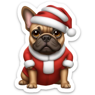 brown french bulldog in santa suit sticker