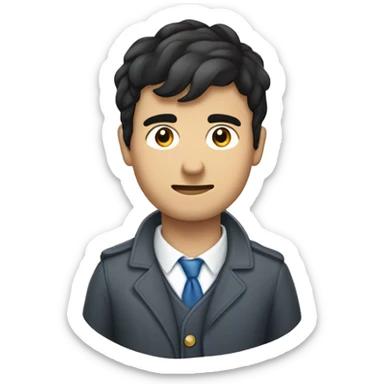 Een blanke man met donker haar die een horloge vasthoudt  sticker