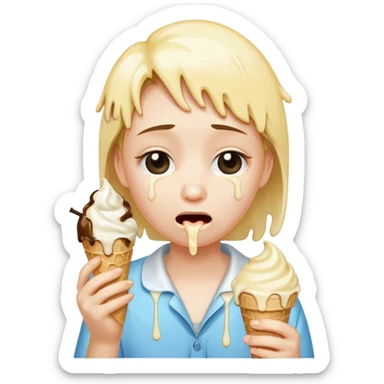 A person with 15 IQ crying over an ice cream sticker