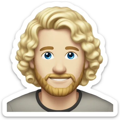 3/4 profile light curl blonde 30yo man blue eyed pale skin sticker