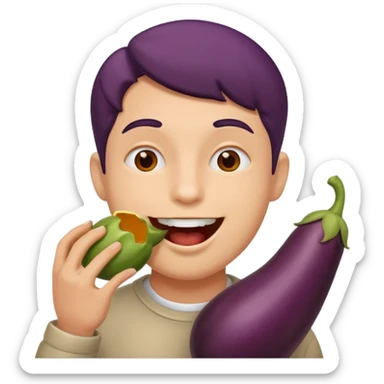 Eggplant in mouth sticker