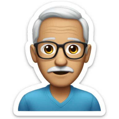 Abuelo,lentes azules, pelo corto, cejas negras y barba corta a sticker
