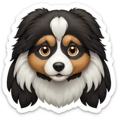 DOG BLACK AND WHITE WITH LONG HAIR sticker