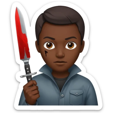a evil face with a knife in their hand and te emoji tu be just the head and the hand with the knife sticker