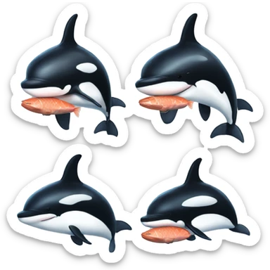 Killer whale with salmon hat sticker