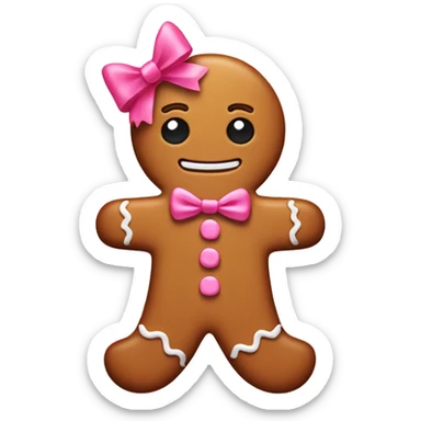 Gingerbread man with a pink bow and eyelashes sticker