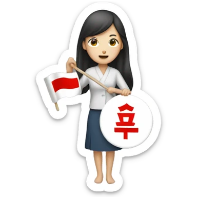 Korean woman holding 4B movement sign sticker