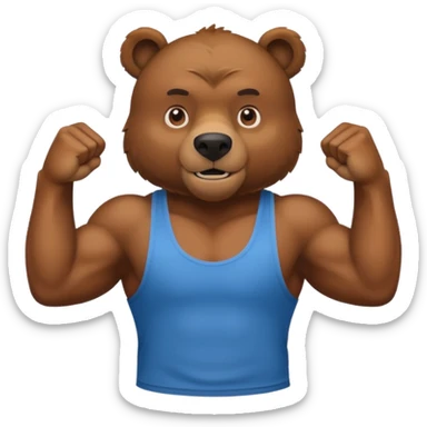 flexing brown bear with tanktop sticker