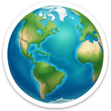 Minimalist Earth globe with blue oceans and green landmasses shaped exactly like the number 812, clean iOS emoji style, simple design sticker