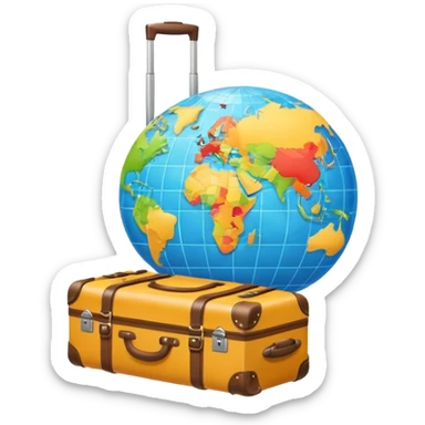 world emoji with luggage bag  sticker