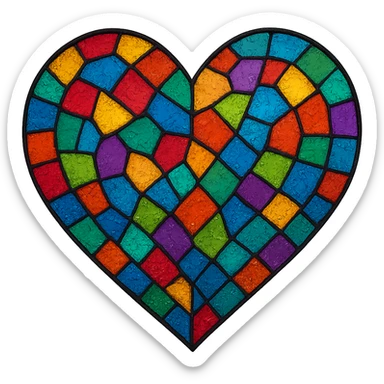 heart with a stained glass mosaic sticker